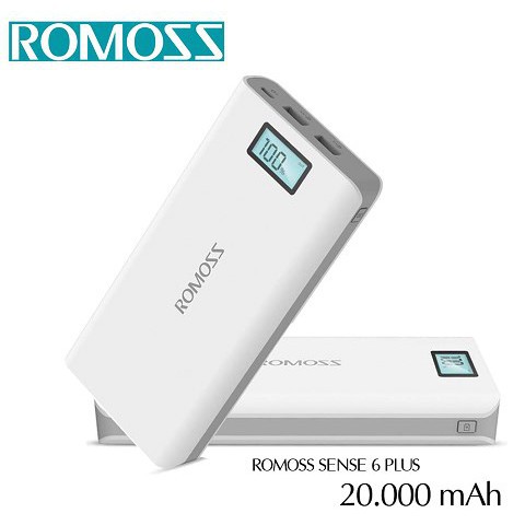 Pin sạc dự phòng Romoss sense 6P full màn hình trắng