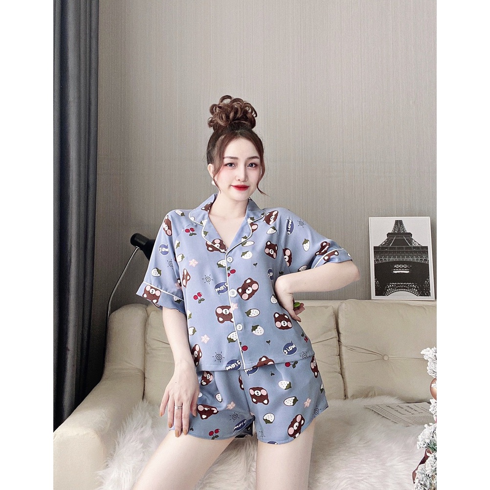 Đồ Bộ Pijama CELORA Đồ Pijama Lụa Mặc Nhà Nữ Ngắn Tay Đẹp Thời Trang Dễ Thương Cao Cấp Quần Short Đùi Dưới 60kg | BigBuy360 - bigbuy360.vn