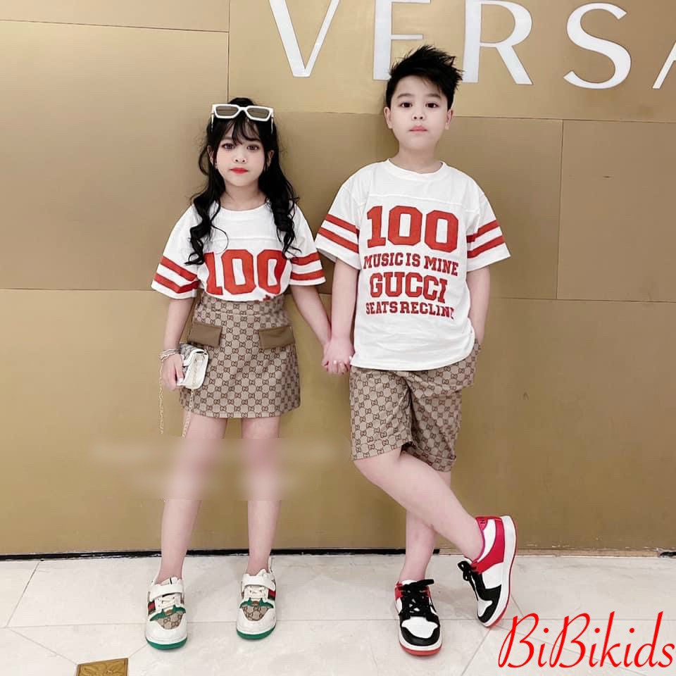 SÉT BỘ CẶP ĐI CHƠI BÉ TRAI VÀ BÉ GÁI G.U.C.C.I 100