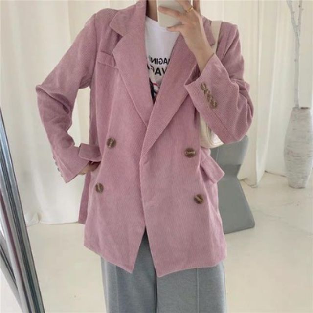 (Hàng Đẹp)Ảnh thật 5 hình cuối-HC202.Áo blazer nhung thu đông thời trang Hàn Quốc