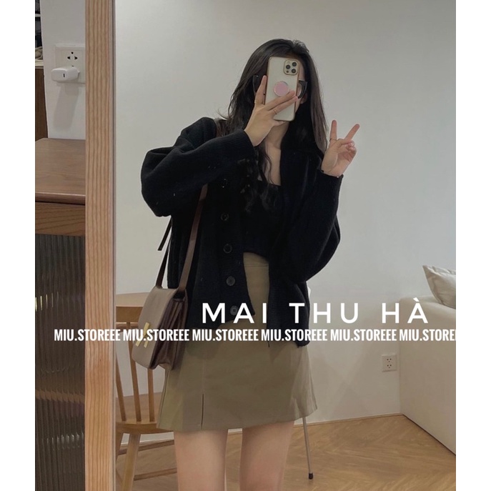 SET LEN THỪNG ÁO HAI DÂY KÈM ÁO KHOÁC LEN CARDIGAN SLTAHD