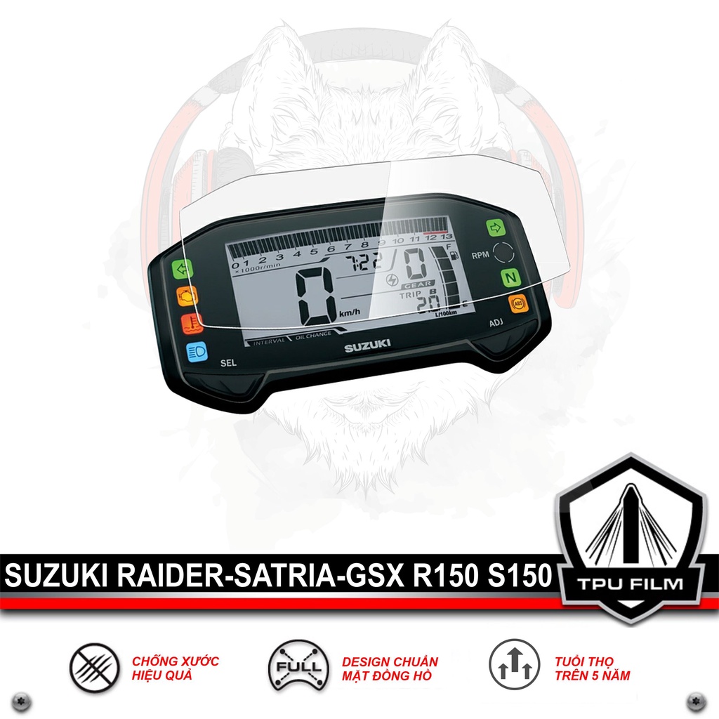 Miếng dán PPF TPU bảo vệ mặt đồng hồ GSXR150 GSXS150 RAIDER SATRIA - GSX S150 GSX R150 RAIDER 150 SATRIA FI