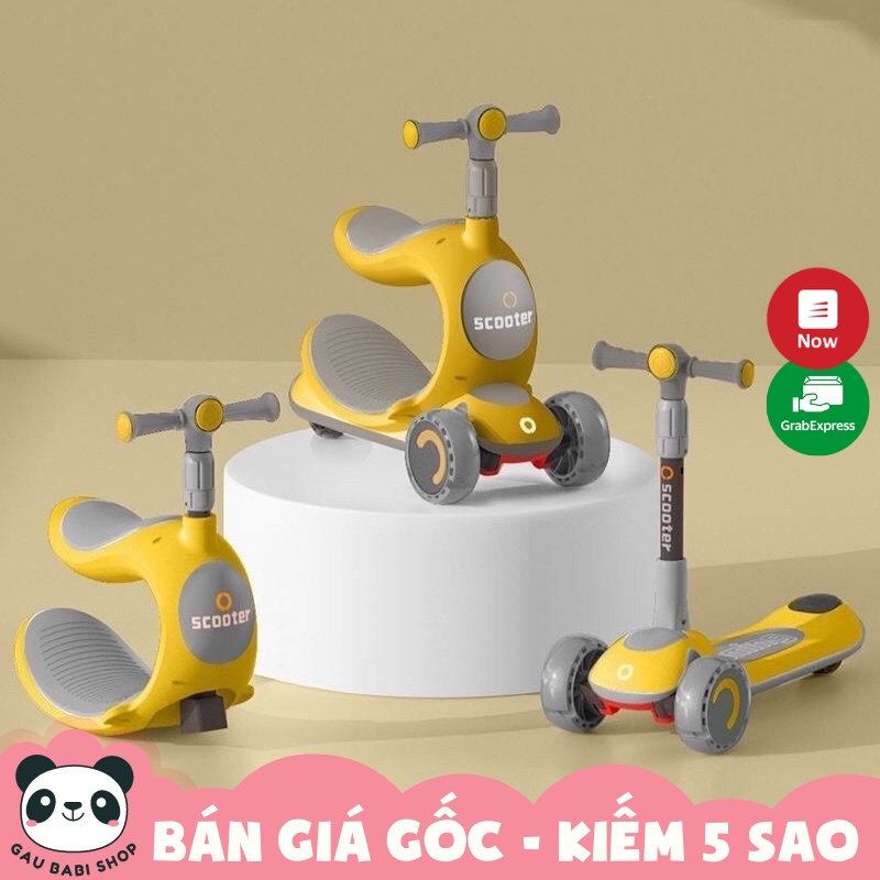 FREE SHIP !!! Xe trượt Scooter 808 màu vàng có đèn led 3 trong 1, bánh phát sáng cho bé, tải trọng lên đến 100kg