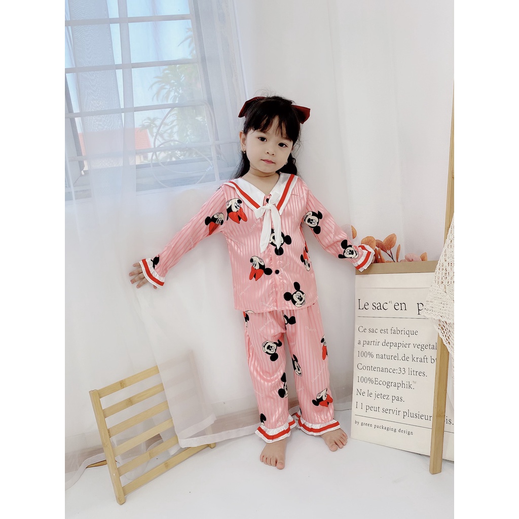 Bộ Quần Áo Mặc Nhà, Bộ Pijama Lụa Gấm Cho Bé Gái Dáng Tiểu Thư - Boody - BPN18