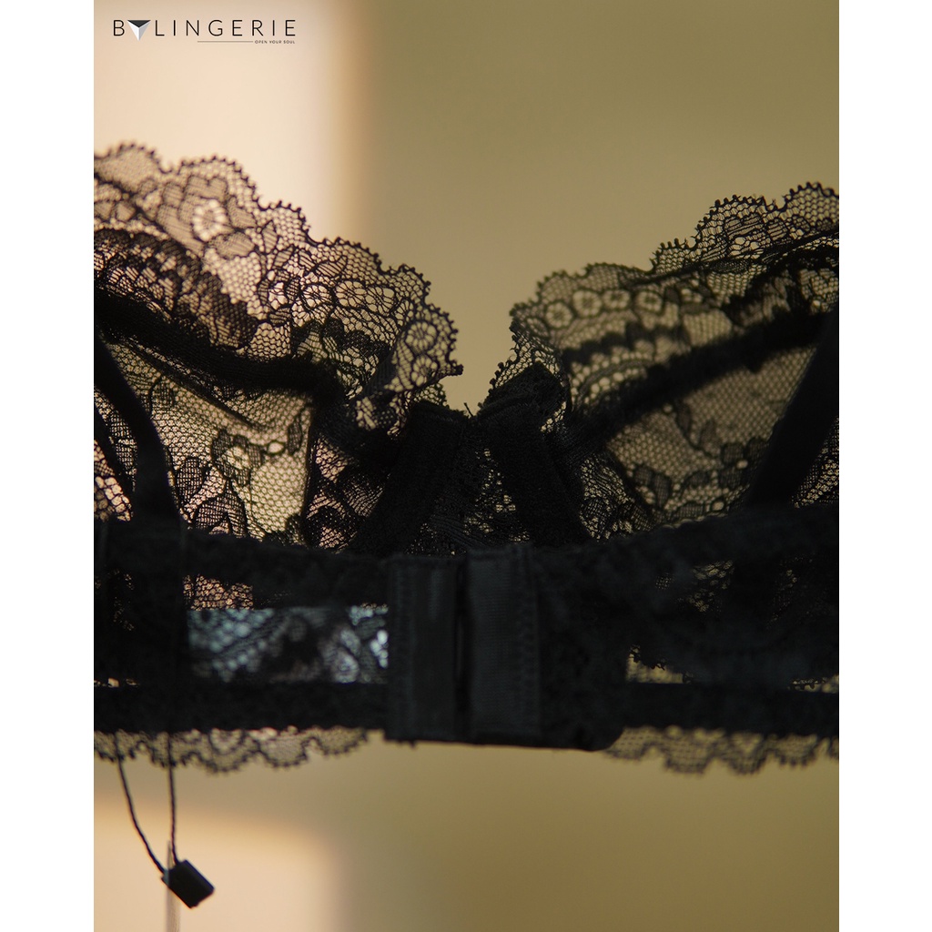 Bộ đồ lót ren nữ BY LINGERIE màu đen có gọng không độn mút B214 | BigBuy360 - bigbuy360.vn