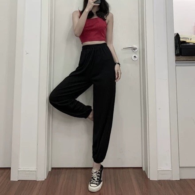 Quần lanh dài bo gấu đen trơn ,xanh than có túi