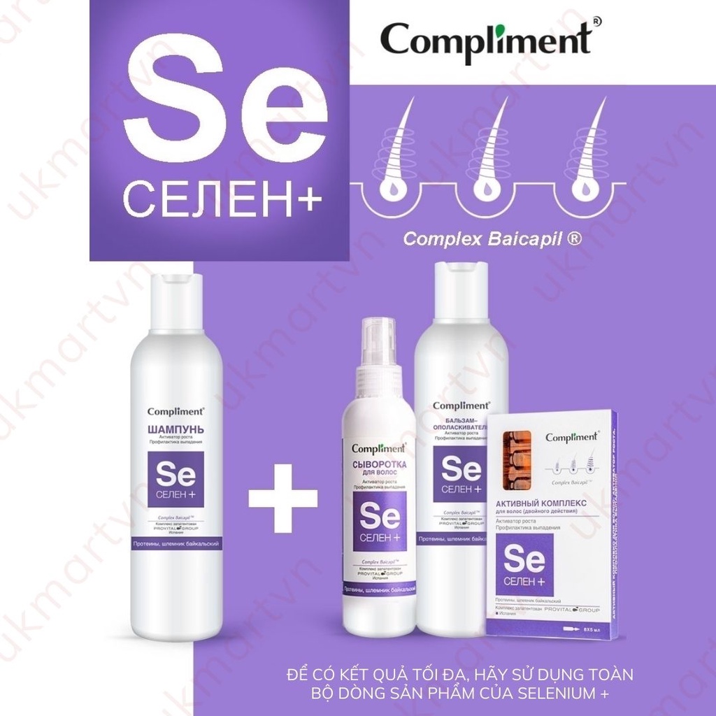 Dầu Gội Xả Compliment Selen Sạch Sâu Giảm Rụng, Làm Mọc Tóc 200ml