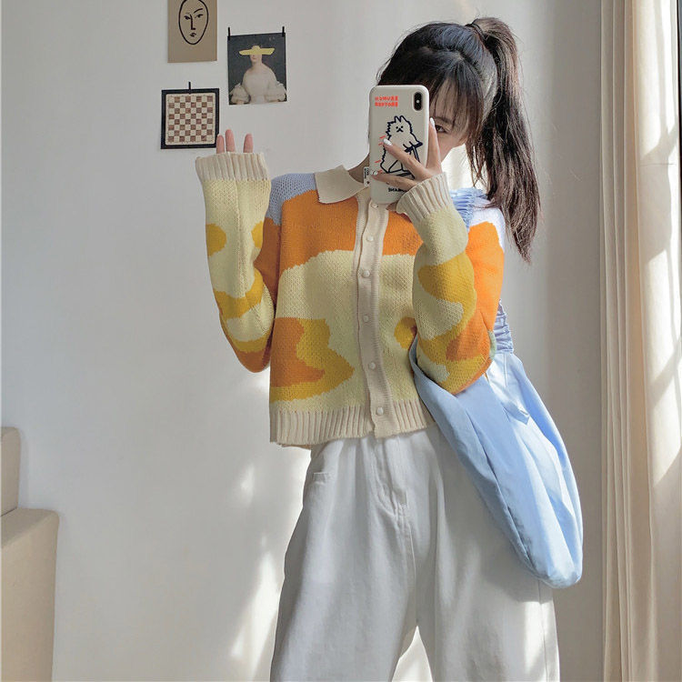 Cute Long Sleeve Cardigan Coat Korean Style 2020