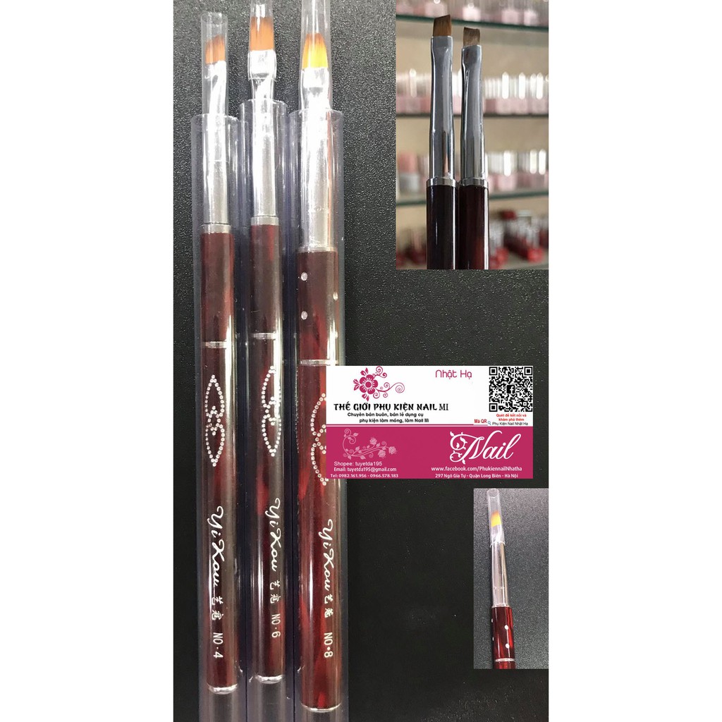 Cọ Bản Cọ Đắp Gel Nail Art Brush Gel Cán Đá Đẹp