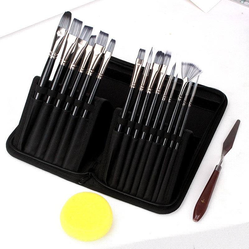 Set Cọ Vẽ Tranh 18 Món SeamiArt Bằng Sợi Nylon Có Túi Đựng Tiện Dụng