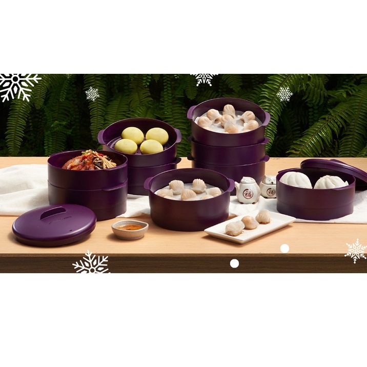 TUPPERWAREHOUSE MALL - Xửng hấp 3 Tầng Steam It ĐỎ - TÍM - XANH
