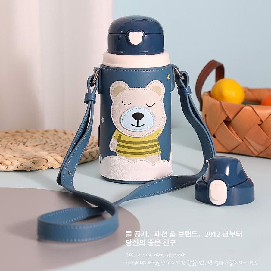 Bình Nước Giữ Nhiệt BeddyBear Cho Bé Từ 2 Tuổi Trở Lên Họa Tiết 3D Gấu Trắng RT105