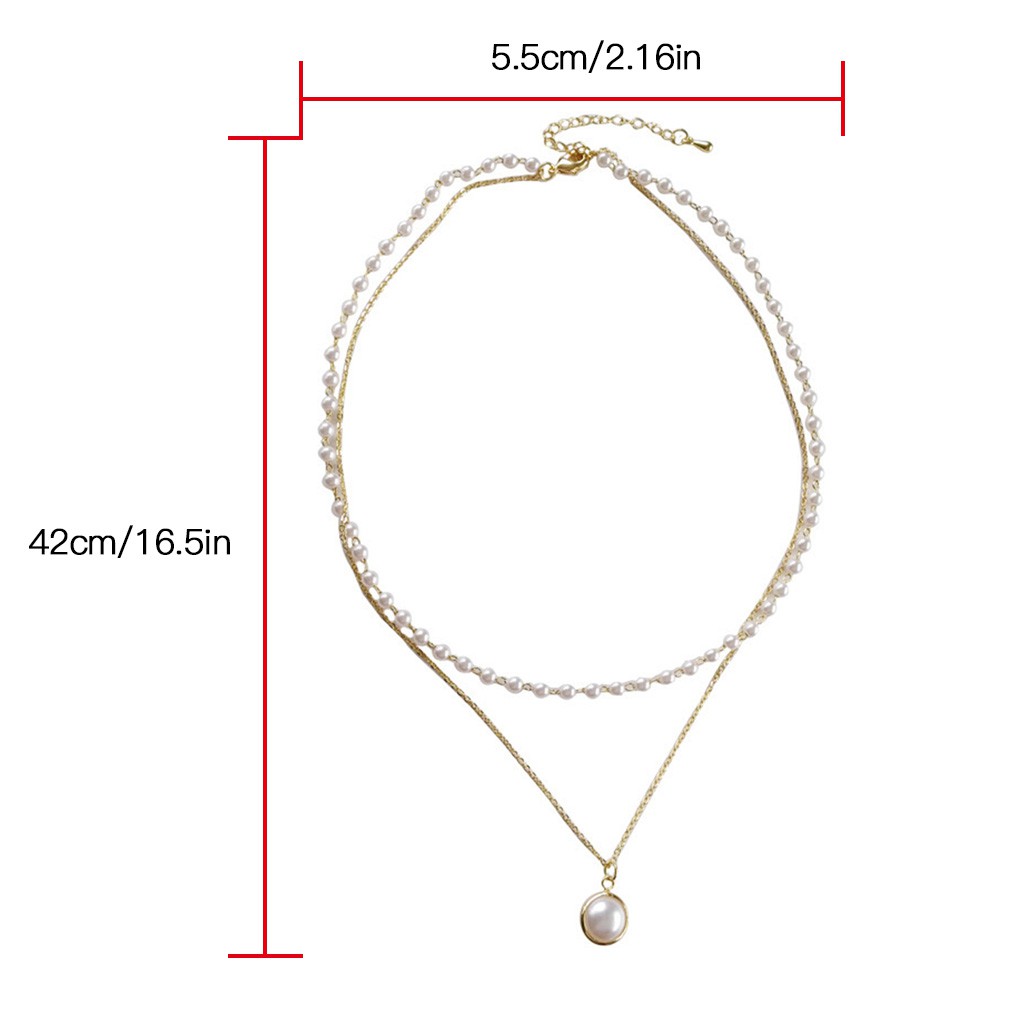 Dây Chuyền Hợp Kim 2 Lớp Đính Hạt Ngọc Trai Giả Xinh Xắn