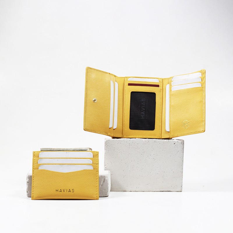 Couple Ví Heart3 Gold Mini Wallet &amp; Mini HAVIAS Pie Yellow