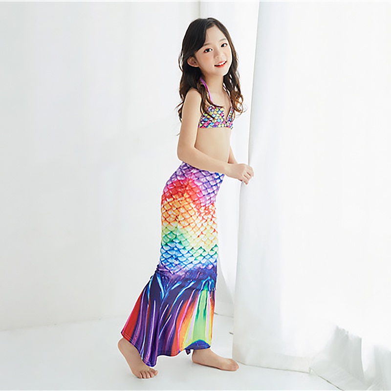 Bộ đồ bơi cho bé gái đồ bơi công chúa nàng tiên cá người mẫu trình diễn trang phục quần áo bơi AKKU