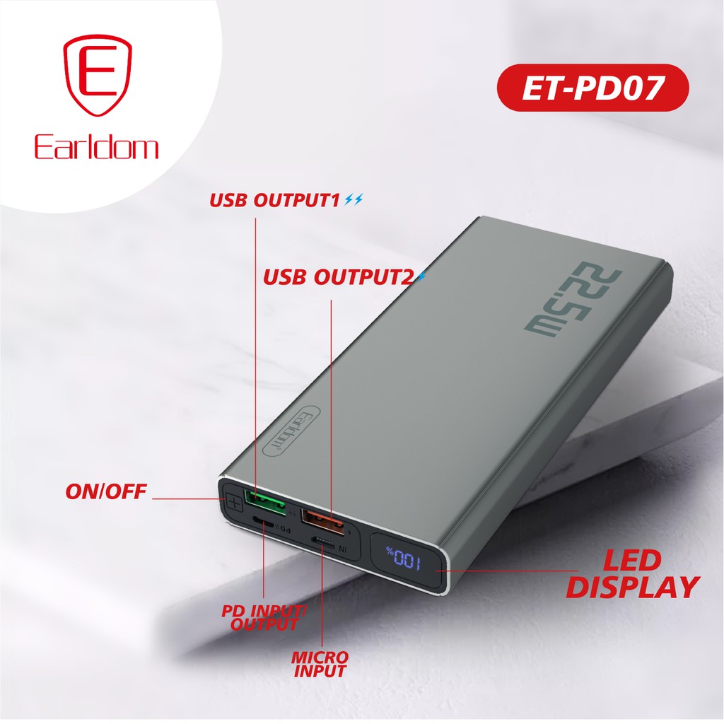 Sạc dự phòng Earldom 10.000 mAh PD – 07