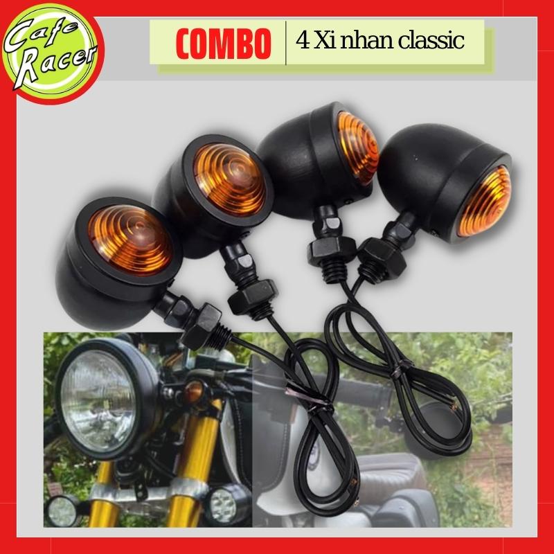 Combo 4 xi nhan CAFE RACER vỏ sắt kích thước 3,5 x4,5cm độ xe Win Gn125 Wolf 67 Cub
