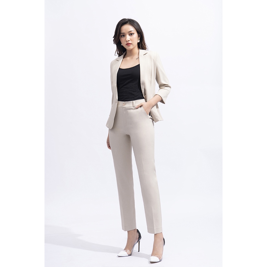 Áo Vest Nữ Công Sở Vest Đen Blazer Luperi dáng ngắn chiết eo cổ vest gập tay lỡ 1 hàng cúc trẻ trung LFVEST077