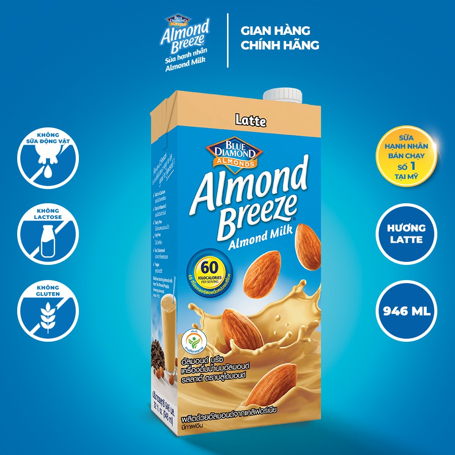 Nhập ALMO5 giảm 5% đơn 199k Sữa hạt hạnh nhân ALMOND BREEZE LATTE 946ml