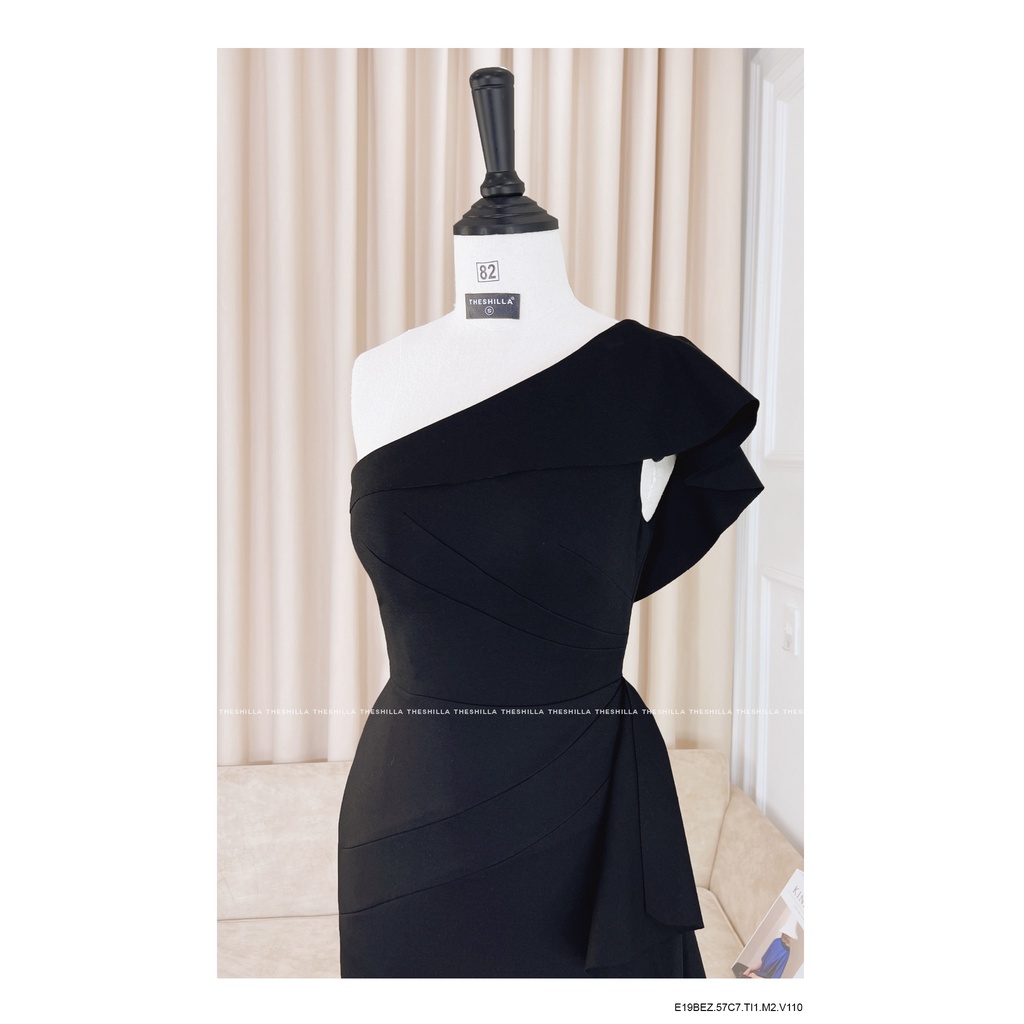 Váy đâm thiết kế vai lệch nhún cao cấp [ Có video + Ảnh thật ] The Shilla -E19BEZ.57C7