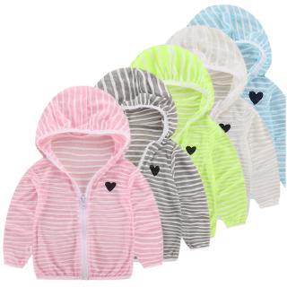 Áo khoác chống nắng vải Cotton kẻ sọc màu đen cá tính cho bé