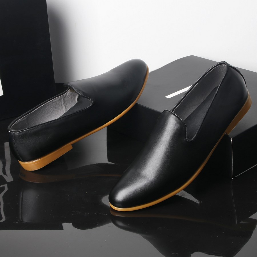 Giày lười nam đen đế vàng siêu bền đẹp GN336 Gấu Nâu | BigBuy360 - bigbuy360.vn