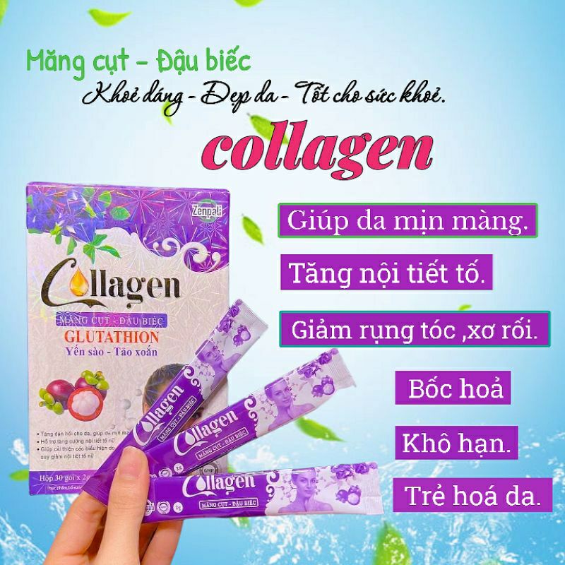 (Hàng Mới Về) Collagen Măng Cụt Đậu Biếc Hộp 30 gói