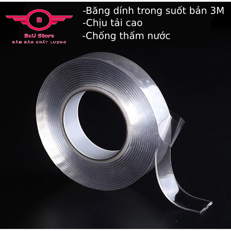 Băng dính 2 mặt trong suốt bản 3M chịu tải cao chống thấm nước, băng keo 2 mặt bản 3M tiện lợi đa năng