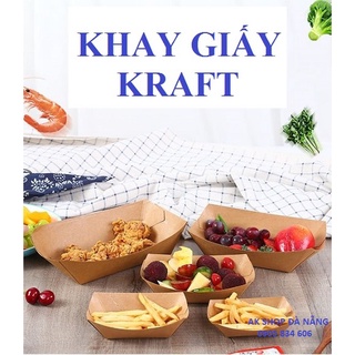 Set 10 khay giấy kraf chữ nhật