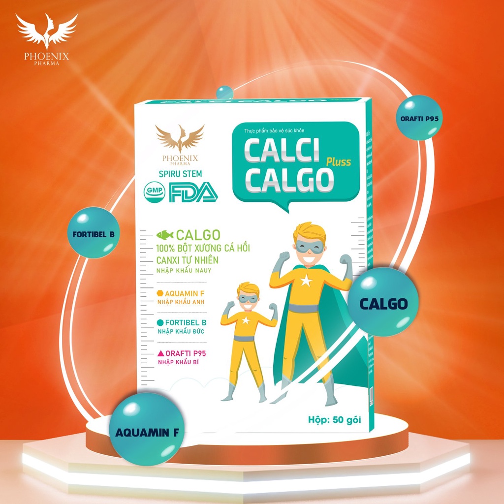 Calci Calgo Pluss Phoenix Pharma, Calci Hữu Cơ Bổ Sung Canxi Cho Cơ Thể Phát Triển Vượt Trội. Phù Hợp Mọi Lứa Tuổi