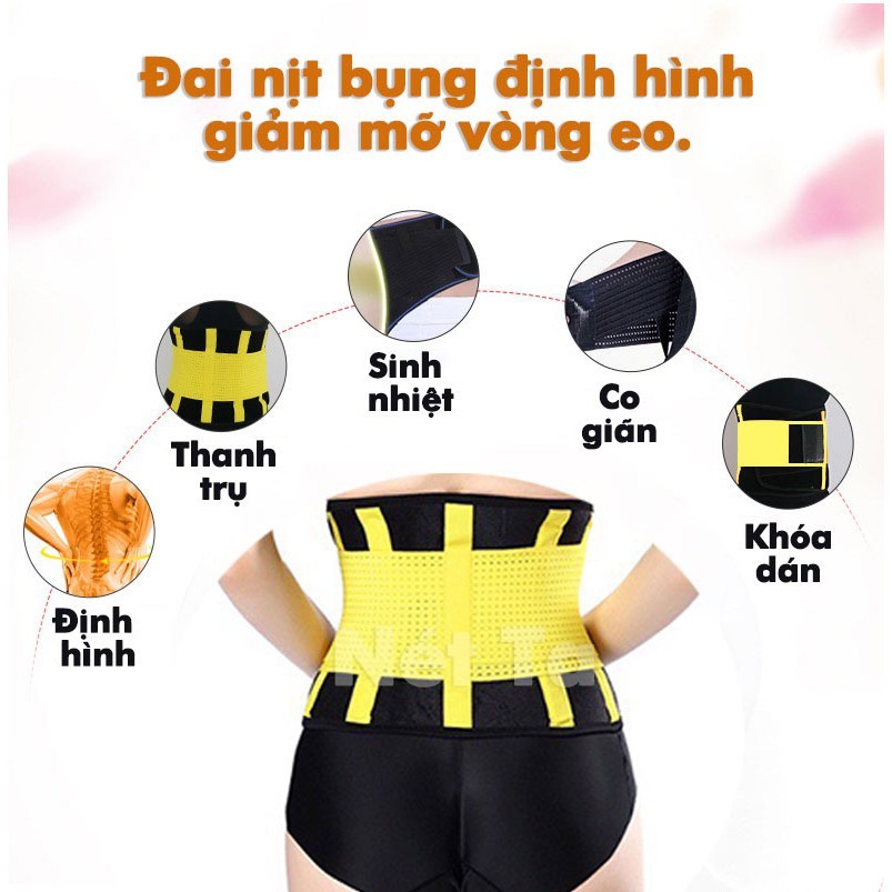 Đai nịt bụng định hình, giảm mỡ giúp vòng eo thon gọn unisex nam hay nữ đều sử dụng được ( Màu vàng phối đen)