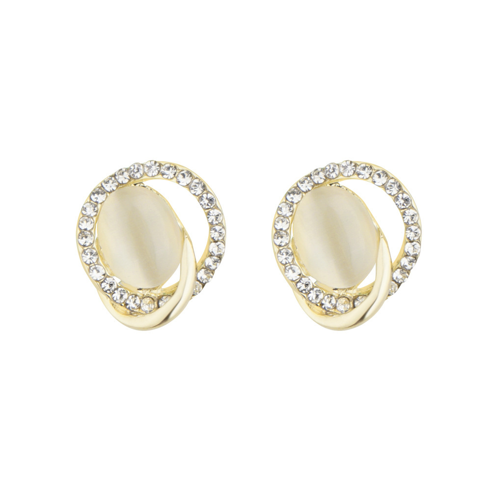 Bông tai bằng bạc S925 đính đá opal Hàn Quốc