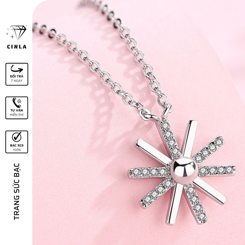 Dây chuyền nữ mạ bạc 925 vòng cổ bạc 925 cao cấp hình bông tuyết hàn quốc trang sức bạc CINLA DC039
