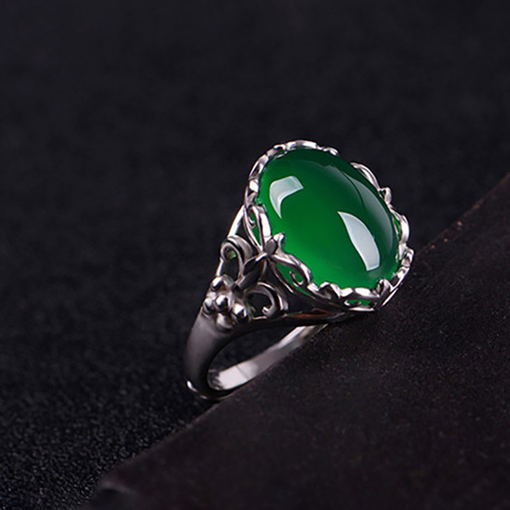 Nhẫn đính đá ngọc lục bảo nhân tạo phong cách vintage thời trang cho nữ