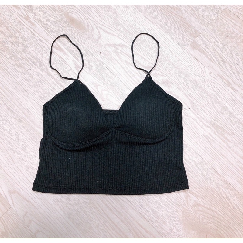 Áo bra len gân, áo 2 dây, áo croptop 2 dây có mút ngực