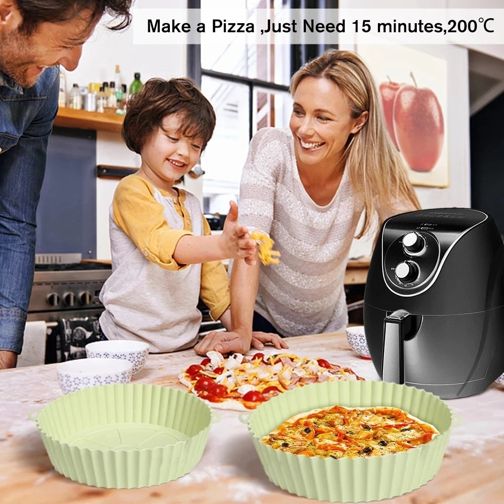 Tấm Lót Nồi Hấp/ Nồi Chiên Không Dính Hình Tròn Bằng Silicone Chống Dính Có Thể Tái Sử Dụng Tiện Lợi