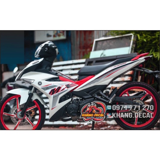 Tem rời Exciter 150 MX KING xe trắng phối tem cam/ đỏ xam đen