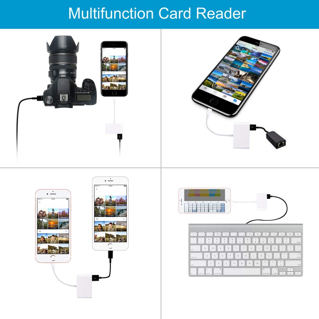 Đầu đọc thẻ TF, SD, Cổng USB cho Iphone, Ipad