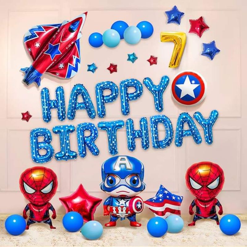 (KÈM BƠM KEO ) SET BÓNG SINH NHẬT SIÊU NHÂN NGƯỜI NHỆN CHO BÉ TRAI MS769