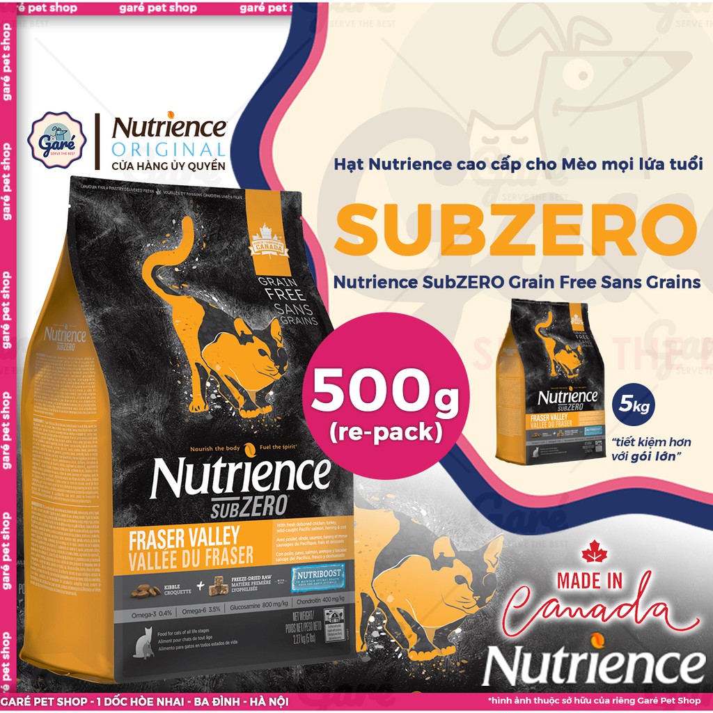 500gr - Hạt SubZero Nutrience cho Mèo mọi lứa tuổi Nutrience SubZero for Cats Fraser Valley All Life Stage