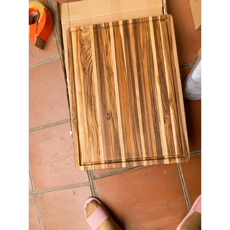 Thớt gỗ teak Chef 610 x 458 x 38 mm Bigsize thái chặt trang trí món ăn - MasterChef TEAK Wood Cutting Board