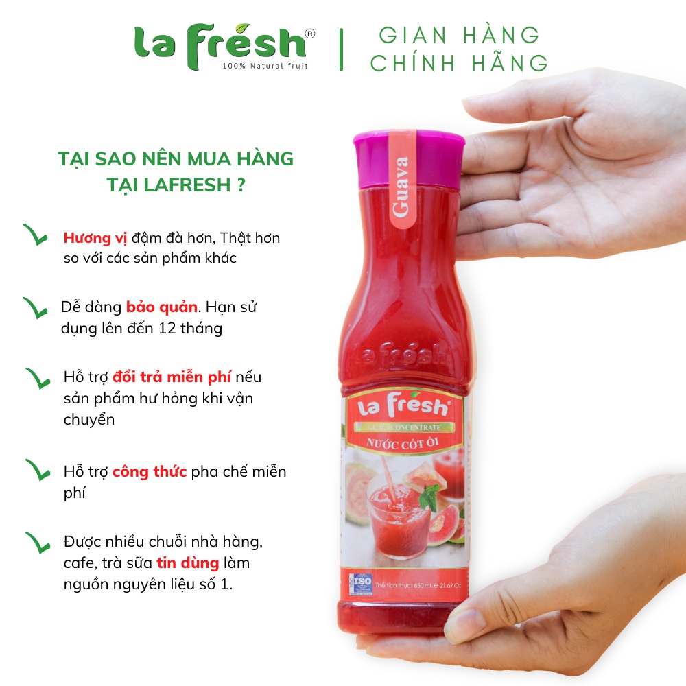Nước Cốt Ổi Lafresh Đà Lạt Chai 650ml - Chuyên dùng pha chế
