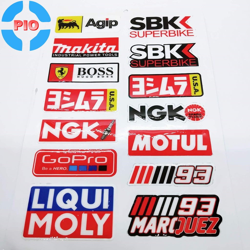Bộ Tem SBK Agip Dập Nổi Cao Cấp Dán Xe Máy, Ô Tô, Mũ Bảo Hiểm, Chống Thấm Nước, Chống Bay Màu