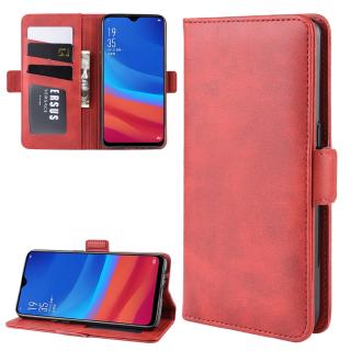 Bao da điện thoại nắp gập dạng ví có ngăn đựng thẻ và khóa đôi sang trọng cho OPPO A1K A5 A35 AX5 A7 AX7