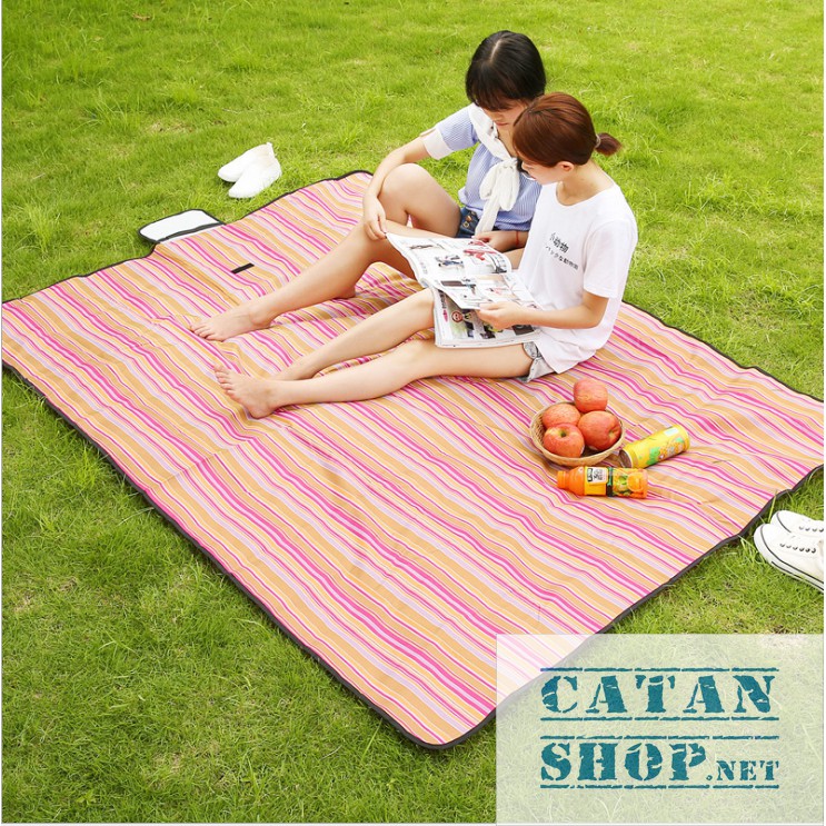 Bạt trải cắm trại 1M5 * 2M xếp gọn, thảm trải đi phượt, picnic 3 lớp chống thấm tuyệt đối có quai xách cao cấp