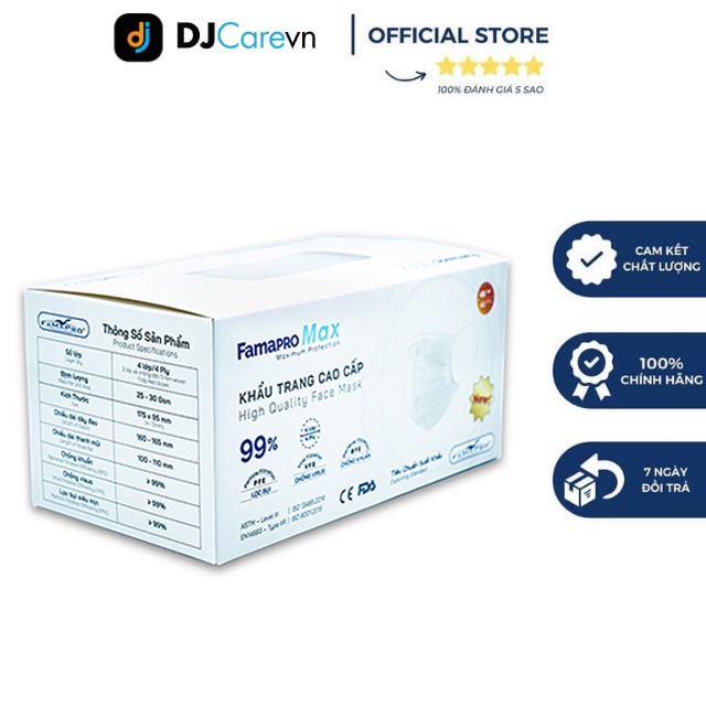 Khẩu trang y tế kháng khuẩn cao cấp 4 lớp Famapro Max ( 40 cái/ 1 hộp )