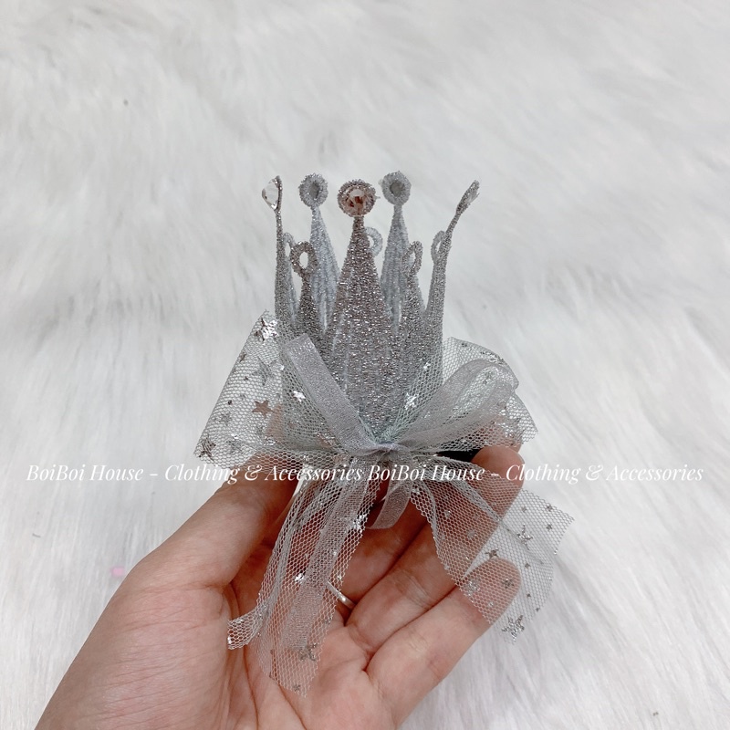 Kẹp tóc vương miện sinh nhật lấp lánh cho bé