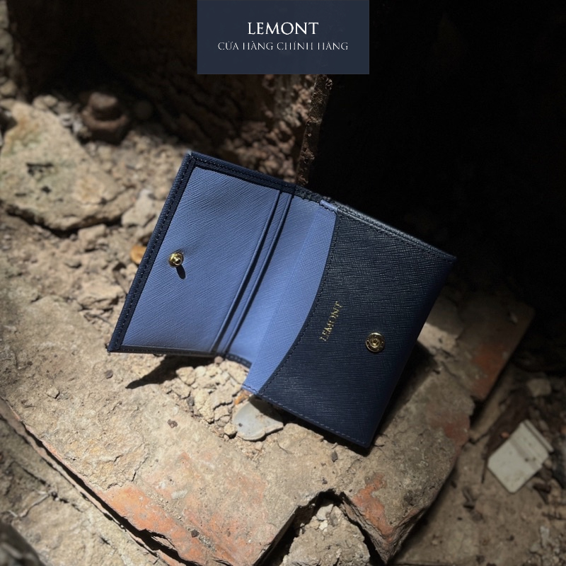 Ví da bò thật Tiny Xanh Turquoise nhỏ gọn - Thiết kế chính hãng từ Lemont.