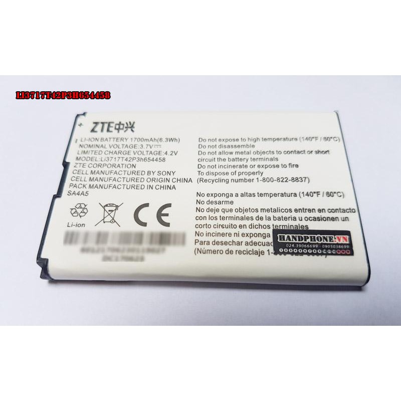 (HÀNG CHUẨN) PIN CHO PHÁT WIFI ZTE MF60, MF61, MF62, MF63, MF65 DUNG LƯỢNG 1500MAH