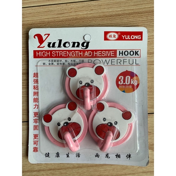 Móc dán tường hình gấu màu đỏ dễ thương vĩ 3 cái hình thú